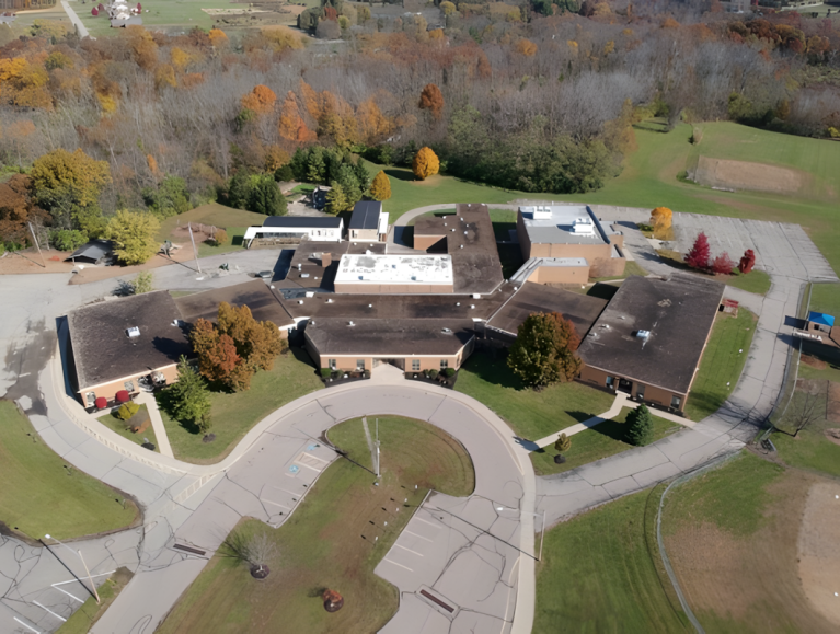 aerial view of school building